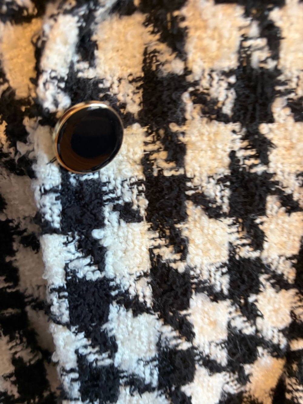 kate spade Black & White Houndstooth Tweed Blazer Jacket - Picture 5 of 5